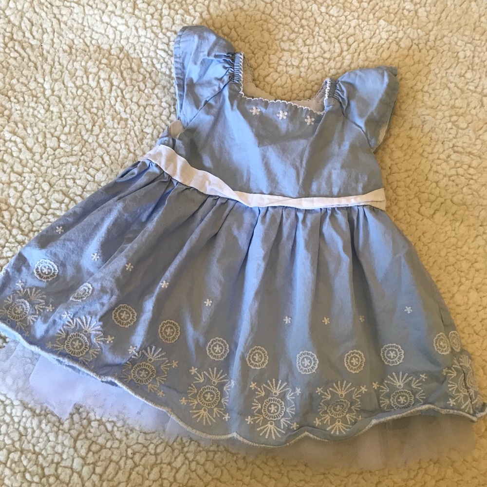 Baby Girl Light Blue & White Embroidered Dress Wendy Bellissimo 6M